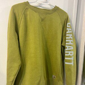 Carhartt mustard green crewneck sweatshirt size large women’s/men’s small